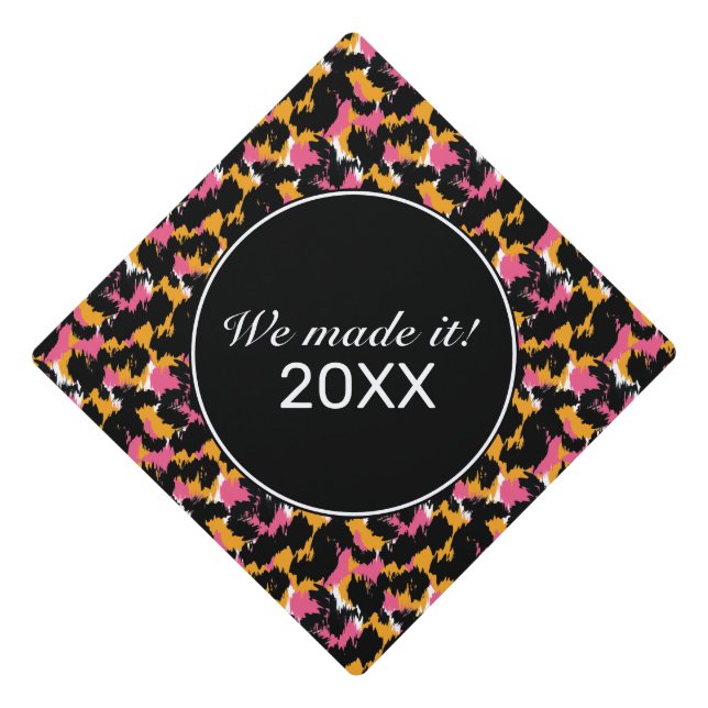 Cheetah Animal Print Made It 2019 Grad Graduation Cap Topper (Front)