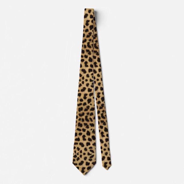 Cheetah Animal Print Pattern Neck Tie (Front)