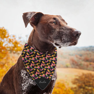 Cheetah Animal Print Pink Script Name Pet Bandana