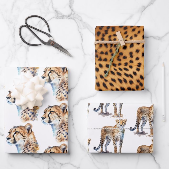 Cheetah Animal Print Wrapping Paper Sheets (Front)