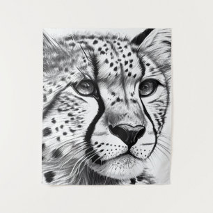 Cheetah Animal Wild Nature Illustration Line Epic Tapestry