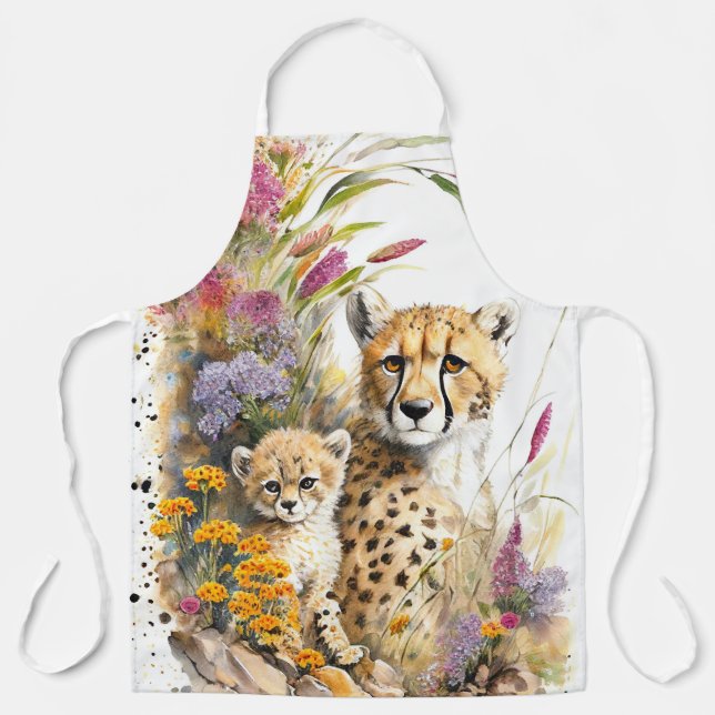 Cheetah Baby and Mom Apron (Front)