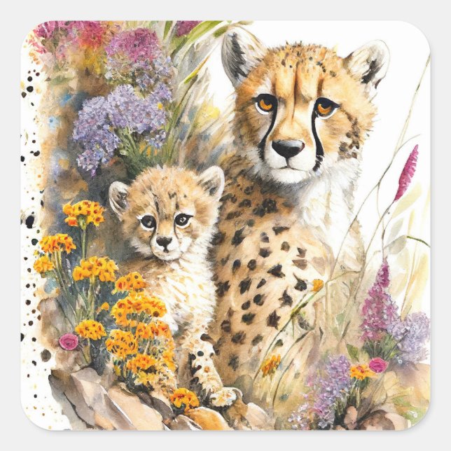 Cheetah Baby and Mom Sticker (Front)
