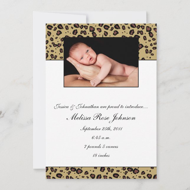 Cheetah Baby Birth Announcement (Front)