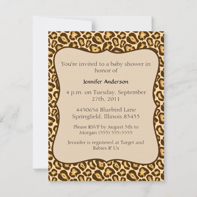 Cheetah Baby Shower Invitation (Front)