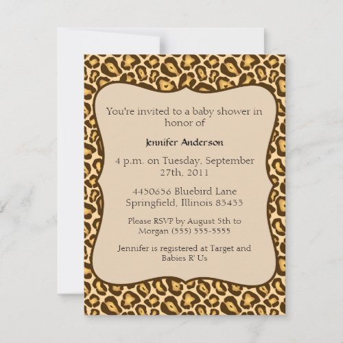 Cheetah Baby Shower Invite
