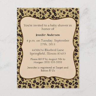 Cheetah Baby Shower Invitation