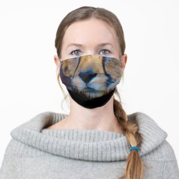 Cheetah Big Cat Adult Cloth Face Mask by RavenSpiritPrints at Zazzle