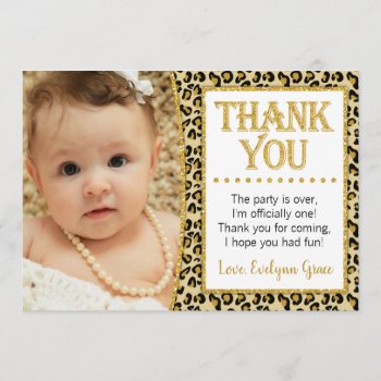 Cheetah Birthday Thank You Card With Photo by PuggyPrints at Zazzle