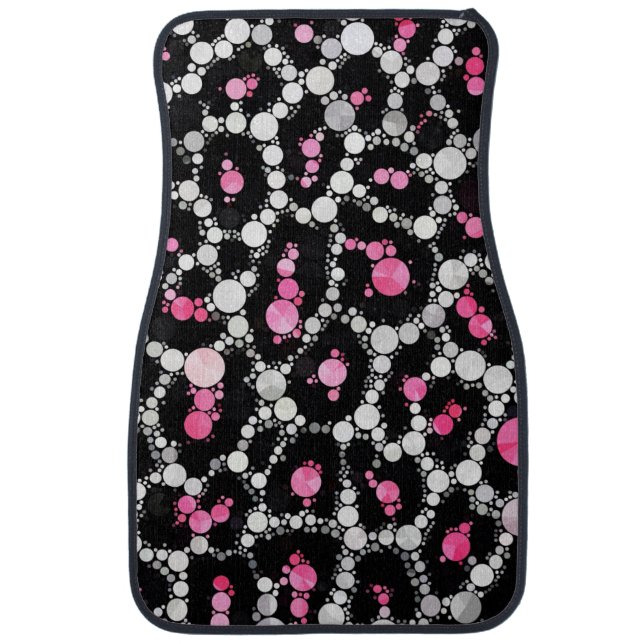 Cheetah Bling Pink&Blk Set Front Car Mats (Front)