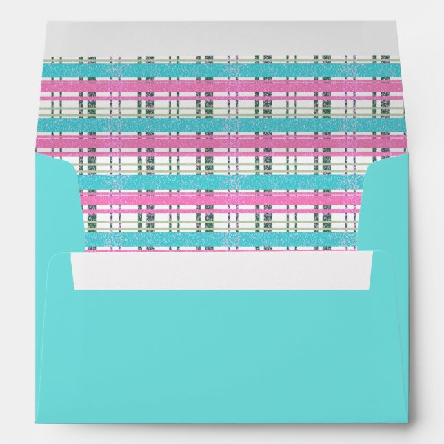 Cheetah Blue and Pink Plaid Envelope (Back (Bottom))