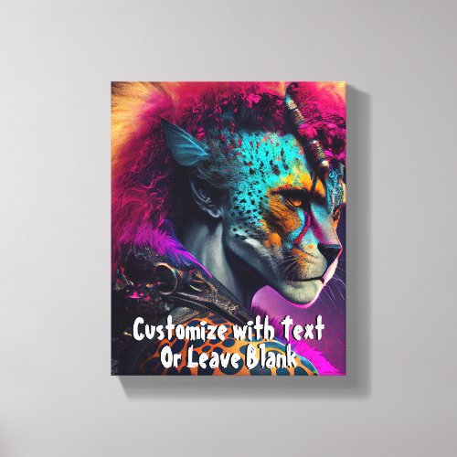 Cheetah Blue Pink Weirdcore Rainbow Punk Mohawk Canvas Print