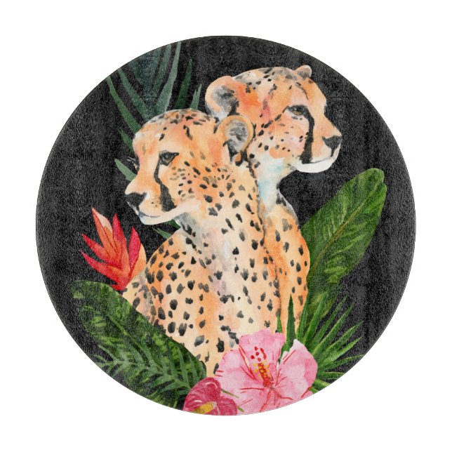 Cheetah Bouquet Cutting Board (Front)