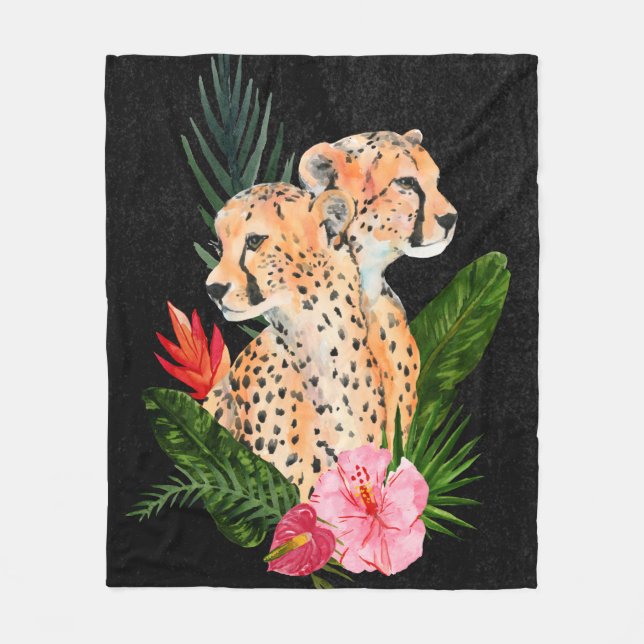 Cheetah Bouquet Fleece Blanket (Front)