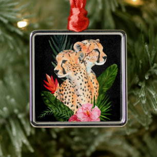 Cheetah Bouquet Metal Ornament