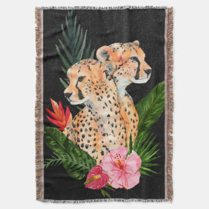 Cheetah Bouquet Throw Blanket