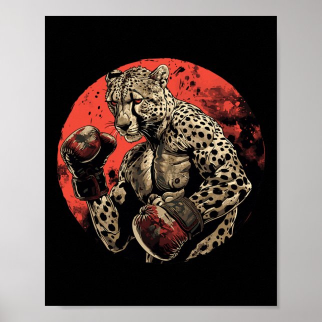 Cheetah Boxer Fighter Boxing  Poster (Front)