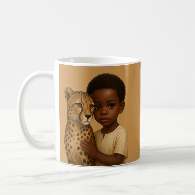 Cheetah & Boy: Bond of the Wild and Innocent Coffee Mug (Left)