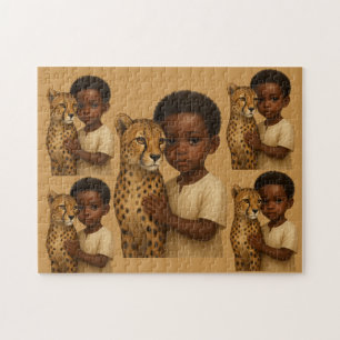 Cheetah & Boy: Bond of the Wild and Innocent Jigsaw Puzzle