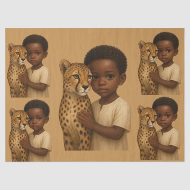 Cheetah & Boy: Bond of the Wild and Innocent Tissue Paper (Front)