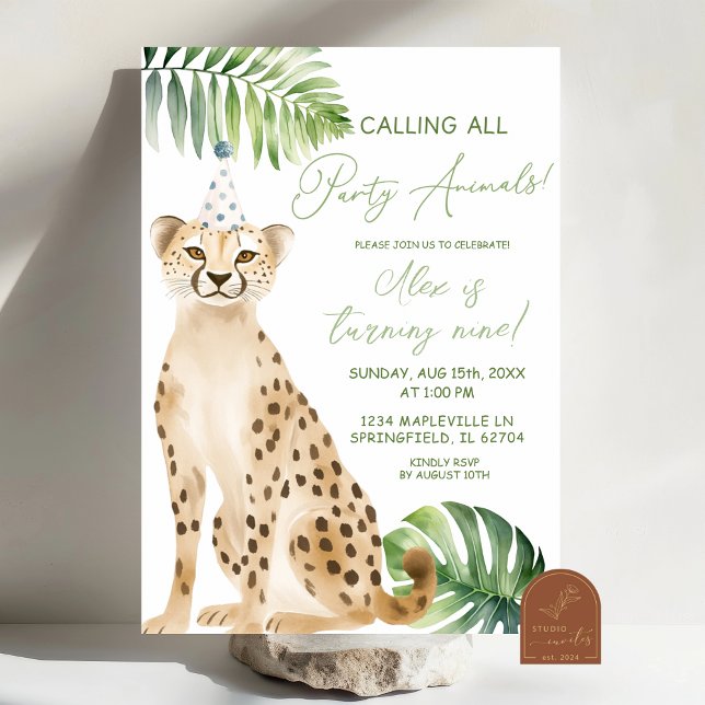 Cheetah boy savanna birthday invitation (Creator Uploaded)