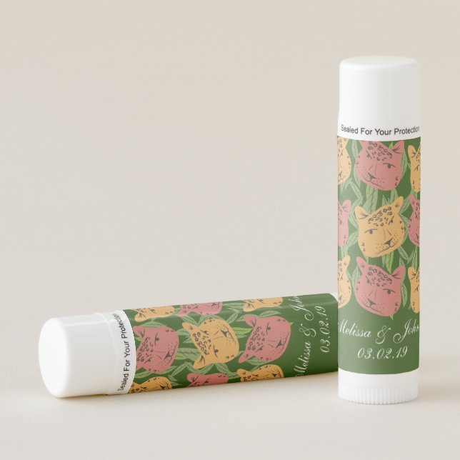 Cheetah Bridal Shower Jungle Plants Lip Balm (Front)