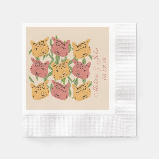 Cheetah Bridal Shower Jungle Plants  Napkins (Front)
