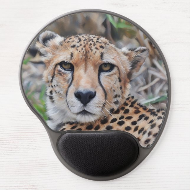 Cheetah Cat Art Wrist Mouse Pad (Front)