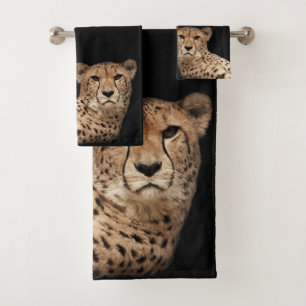 Cheetah Cat Bathroom Towel Set