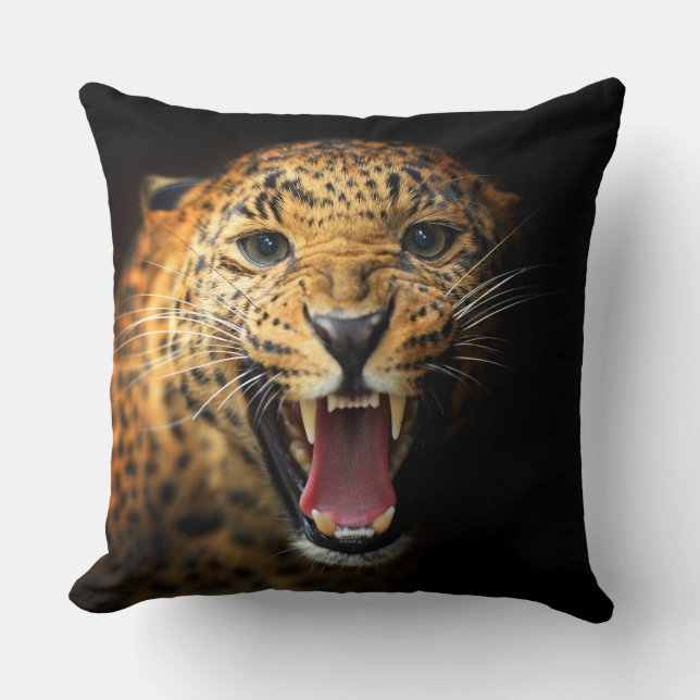 Cheetah Cat Wildlife Throw Pillow (Front)