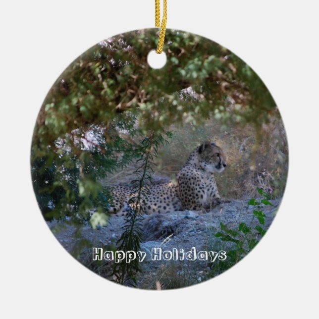 cheetah ceramic ornament (Front)