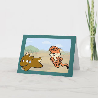 Cheetah Chasing Antelope Card