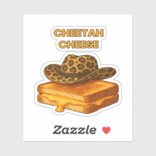 Cheetah Cheese Funny Grilled Cheese Cowboy Hat Sticker