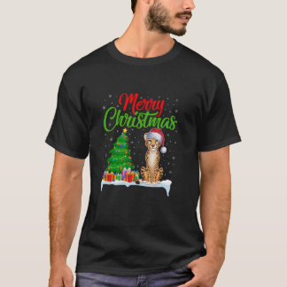 Cheetah Christmas Tree Lights Funny Xmas Cheetah L T-Shirt