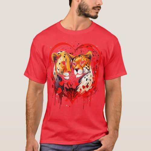Cheetah Couple Valentine T_Shirt