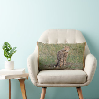 Cheetah Cub and Baby Elephant Throw Pillow