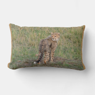 Cheetah Cub and Baby Elephant Throw Pillow