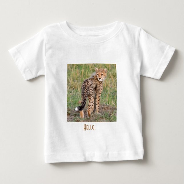 Cheetah Cub Looking At You. Baby T-Shirt (Front)