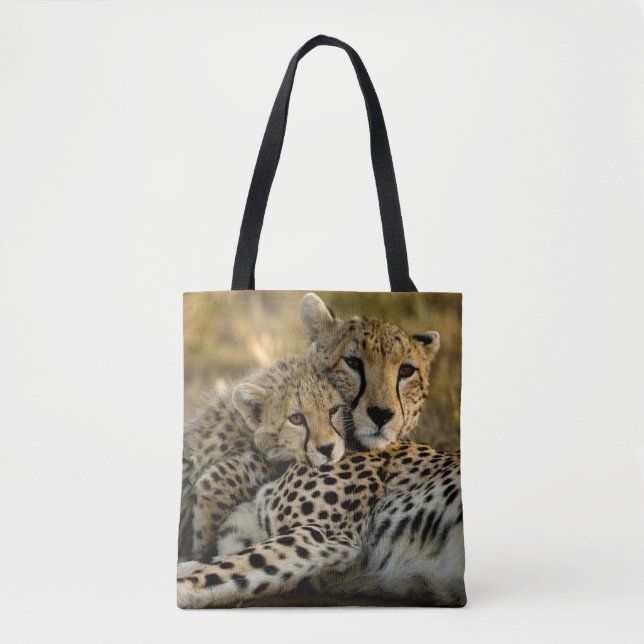 Cheetah Cub Snuggling with its Mom Tote Bag (Front)