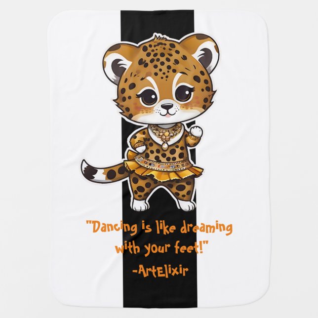 Cheetah dancing Print Baby Blanket (Front)