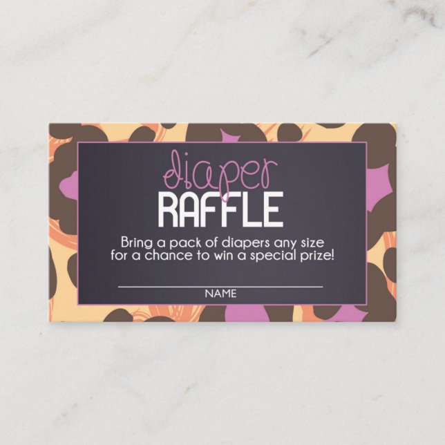 Cheetah Diaper Raffle Ticket Enclosure Card (Front)