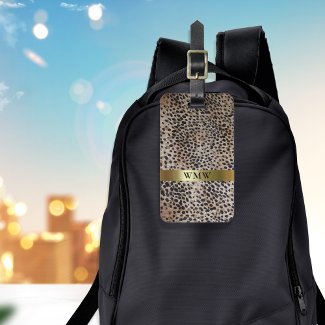 Cheetah Digital Leather Gold Metallic Monogram Lug