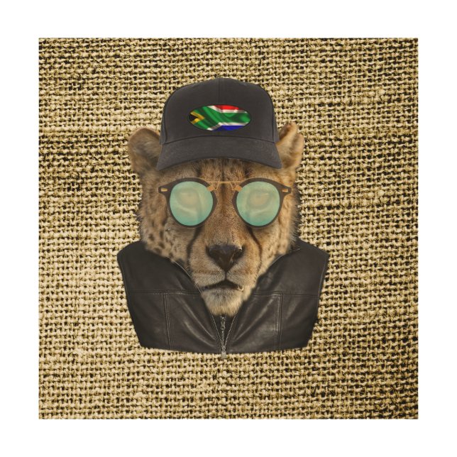 Cheetah-dressed up joke wood wall art (Front)