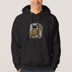 Cheetah Easter Bunny Happy Easter Day Bleached Hoodie