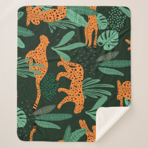 Cheetah Exotic: Tropical Summer Seamless. Sherpa Blanket