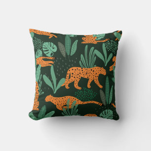 Cheetah Exotic: Tropical Summer Seamless. Throw Pillow
