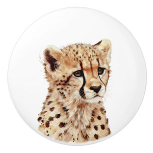 Cheetah Face  Ceramic Knob