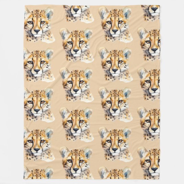 Cheetah Face Fleece Blanket (Front)