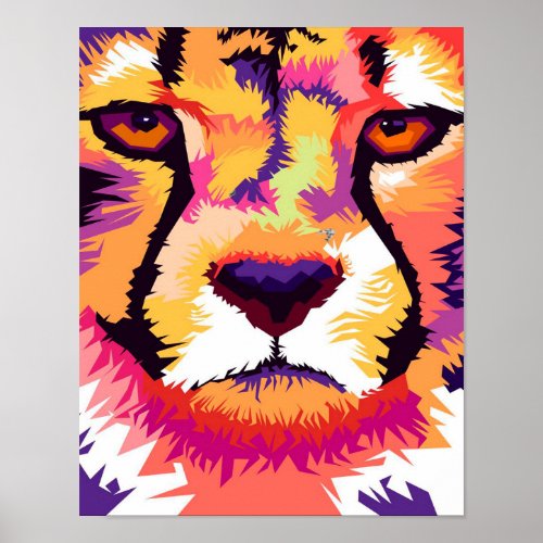 cheetah face in popart poster