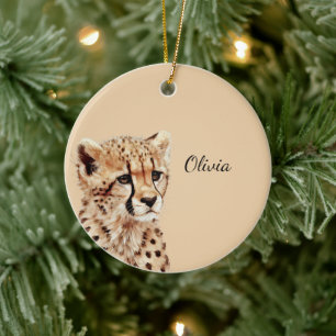 Cheetah Face Personalized Ceramic Ornament
